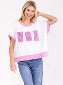 WOMEN'S SHORT SLEEVE GRAPHIC COLORBLOCK SHIRT