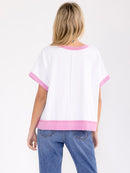 WOMEN'S SHORT SLEEVE GRAPHIC COLORBLOCK SHIRT