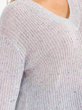 PLUS SIZE LONG SLEEVE V-NECK PULLOVER KNIT SWEATER