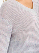 PLUS SIZE LONG SLEEVE V-NECK PULLOVER KNIT SWEATER