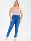 PLUS SIZE SLEEVELESS SQUARE NECK SOLID BODYSUIT
