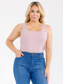 PLUS SIZE SLEEVELESS SQUARE NECK SOLID BODYSUIT