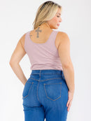 PLUS SIZE SLEEVELESS SQUARE NECK SOLID BODYSUIT