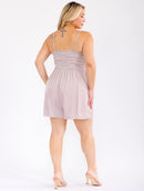 PLUS SIZE SLEEVELESS FRONT POCKETS SMOCK ROMPER