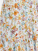WOMEN'S ELASTIC WAIST TIERED FLORAL PRINT MAXI SKIRT
