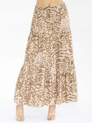 WOMEN'S ELASTIC WAIST ANIMAL PRINT MAXI SKIRT
