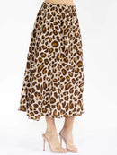 WOMEN'S ELASTIC WAIST FRONT POCKETS ANIMAL PRINT MAXI SKIRT