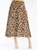 WOMEN'S ELASTIC WAIST FRONT POCKETS ANIMAL PRINT MAXI SKIRT