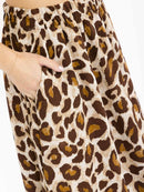 WOMEN'S ELASTIC WAIST FRONT POCKETS ANIMAL PRINT MAXI SKIRT