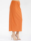 WOMEN'S ELASTIC WAIST DETAILED MAXI SKIRT