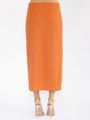 WOMEN'S ELASTIC WAIST DETAILED MAXI SKIRT