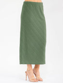 WOMEN'S ELASTIC WAIST DETAILED MAXI SKIRT