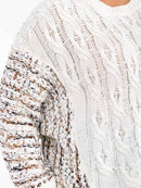 PLUS SIZE LONG SLEEVE SHIMMER MULTI KNIT PULLOVER SWEATER