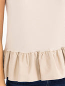 WOMEN'S SHORT SLEEVE RUFFLE BOTTOM HEM TOP