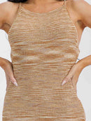 WOMEN'S SLEEVELESS COLOR BLOCK BODYCON MIDI DRESS