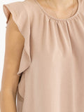 WOMEN'S RUFFLE SLEEVE SOLID LOOSE FIT BLOUSE