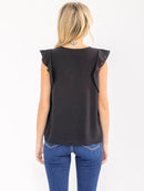 WOMEN'S RUFFLE SLEEVE SOLID LOOSE FIT BLOUSE
