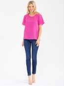 WOMEN'S SHORT SLEEVE SOLID BLOUSE