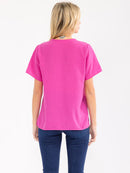 WOMEN'S SHORT SLEEVE SOLID BLOUSE