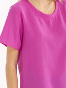 WOMEN'S SHORT SLEEVE SOLID BLOUSE