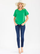 WOMEN'S SHORT SLEEVE SOLID BLOUSE