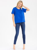 WOMEN'S SHORT SLEEVE SOLID BLOUSE