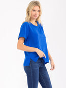 WOMEN'S SHORT SLEEVE SOLID BLOUSE
