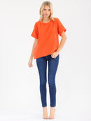 WOMEN'S SHORT SLEEVE SOLID BLOUSE