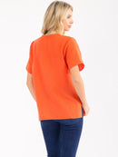 WOMEN'S SHORT SLEEVE SOLID BLOUSE