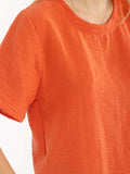 WOMEN'S SHORT SLEEVE SOLID BLOUSE