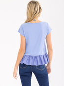 WOMEN'S SHORT SLEEVE RUFFLE BOTTOM HEM TOP