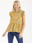 WOMEN'S SHORT SLEEVE LOOSE FIT FLORAL BLOUSE