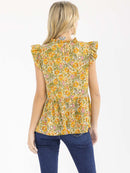 WOMEN'S SHORT SLEEVE LOOSE FIT FLORAL BLOUSE