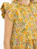 WOMEN'S SHORT SLEEVE LOOSE FIT FLORAL BLOUSE