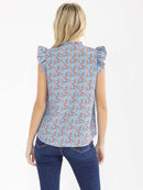 WOMEN'S SHORT SLEEVE V-NECK LOOSE FIT FLORAL BLOUSE
