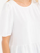 WOMEN'S SHORT SLEEVE RUFFLE BOTTOM HEM TOP