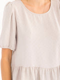 WOMEN'S SHORT SLEEVE RUFFLE BOTTOM HEM TOP