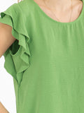 WOMEN'S RUFFLE SLEEVE SOLID LOOSE FIT BLOUSE