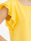WOMEN'S RUFFLE SLEEVE SOLID LOOSE FIT BLOUSE