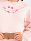 WOMEN'S LONG SLEEVE CROP TOP & ELASTIC WAIST SHORTS GRAPHIC 2PC. SET