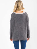 WOMEN'S LONG SLEEVE CHEVRON ANIMAL PRINT PULLOVER SWEATER