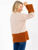 WOMEN'S LONG SLEEVE COLORBLOCK PULLOVER SWEATER