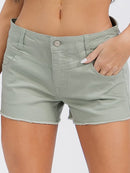 WOMEN'S BUTTON CLOSURE POCKETS STRETCH DENIM MINI SHORTS