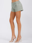 WOMEN'S BUTTON CLOSURE POCKETS STRETCH DENIM MINI SHORTS