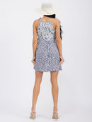 WOMEN'S SLEEVELESS HALTER NECK FLORAL MINI DRESS