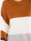 WOMEN'S LONG SLEEVE COLORBLOCK KNIT PULLOVER SWEATER