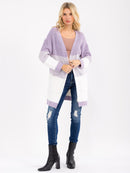 WOMEN'S LONG SLEEVE OPEN FRONT POCKETS COLORBLOCK CARDIGAN