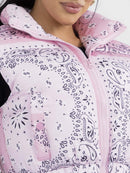 WOMEN'S SLEEVELESS ZIP UP FRONT POCKETS MULTI PRINT PUFFER VEST