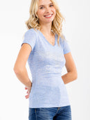WOMEN'S SHORT SLEEVE V-NECK GRAPHIC TOP