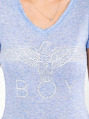 WOMEN'S SHORT SLEEVE V-NECK GRAPHIC TOP
